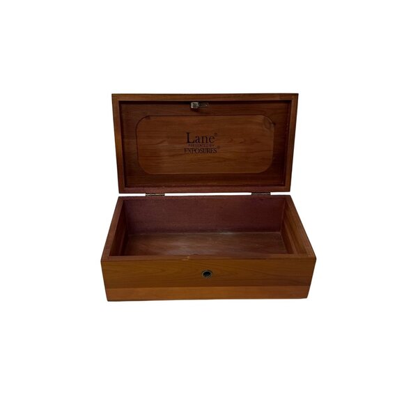 Vtg Lane Cedar Keepsake Box Exposures Jewelry Trinket Storage Rustic Wood Decor - Picture 8 of 9